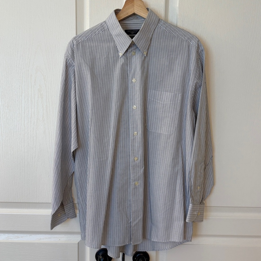 Dockers Men's Button-Down Stripe Shirt - Blue & White